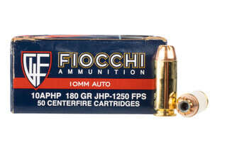 Fiocchi 10mm hollow point ammo comes in a box of 50